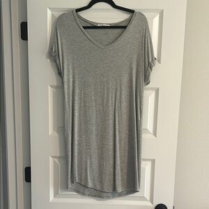 Light Gray V-Neck Short Sleeve T-shirt dress